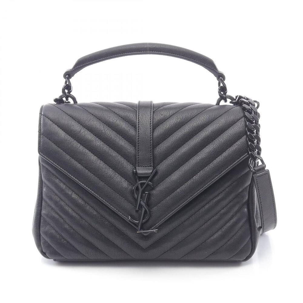 Saint Laurent Paris College Handbag Leather Black